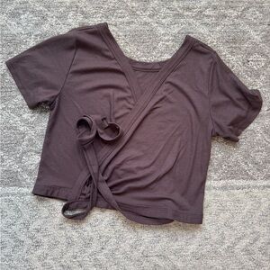 Latched Mama Brown Wrap Crop Top